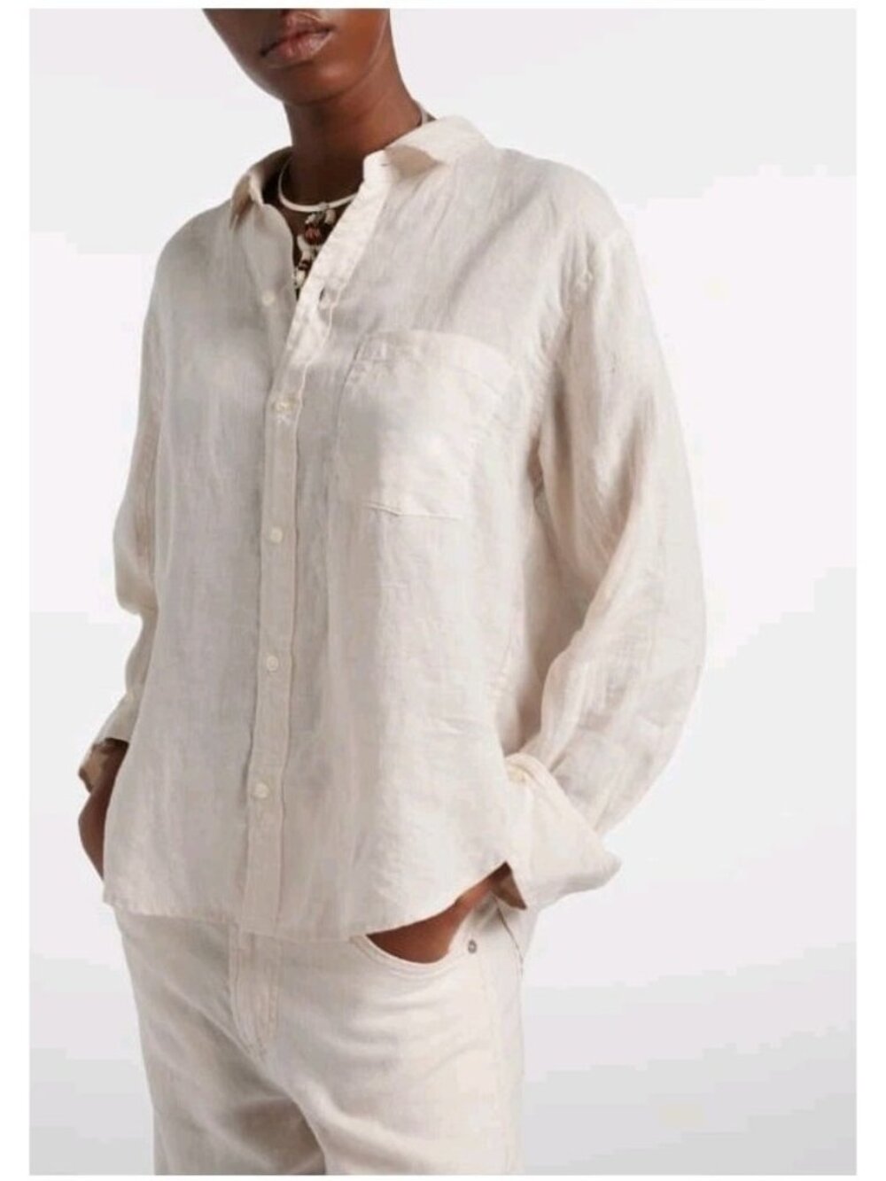 Citizens of Humanity Kayla Shrunken Linen Shirt Ivory Sz XS